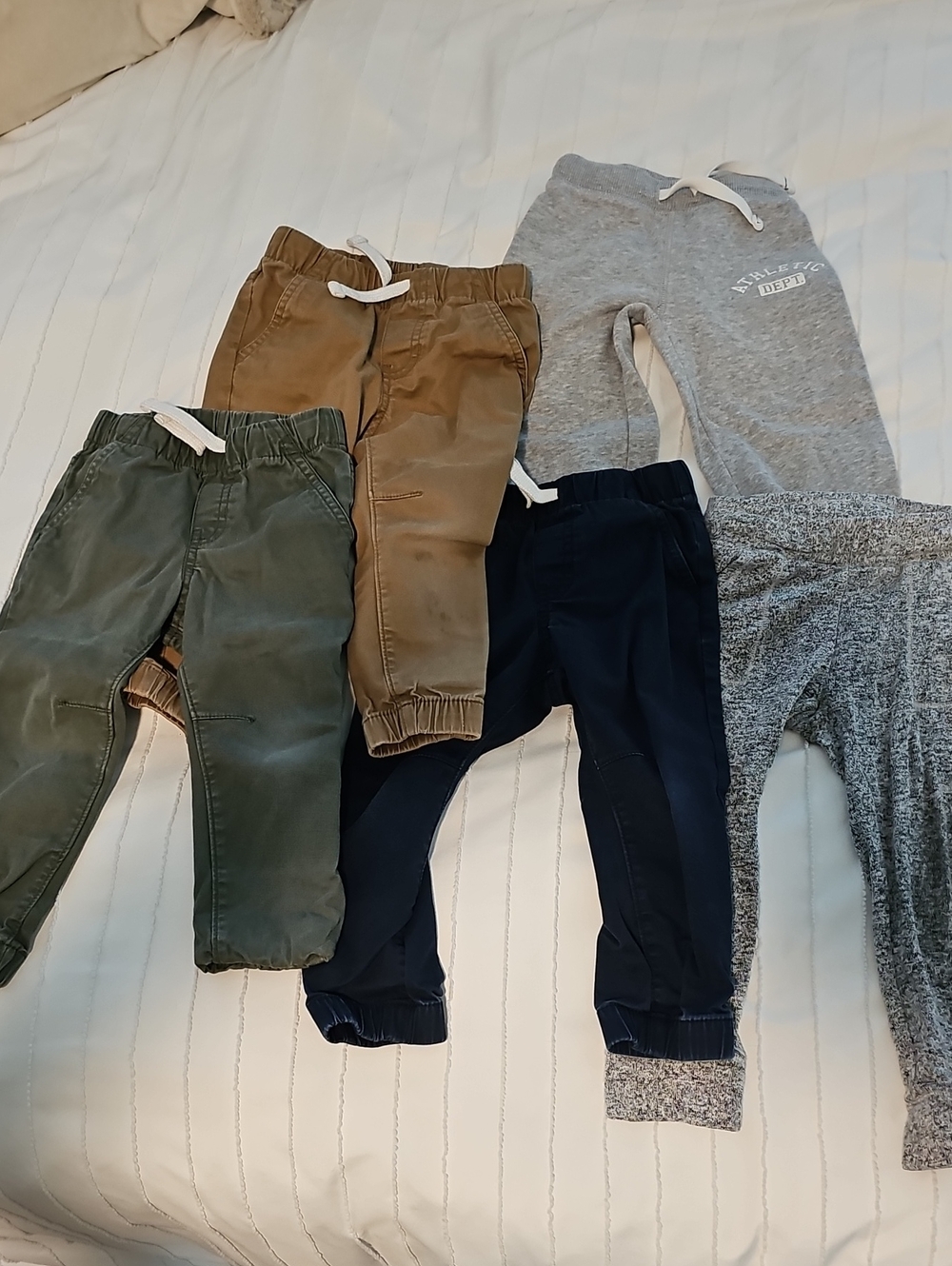 Cat & Jack Kids Jogger Pants Bundle - Olive, Tan, Navy, Gray